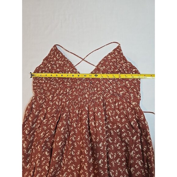 Treasure & Bond Brown Mahogany Little Paris cotton halter maxi dress size XL New - Picture 9 of 16